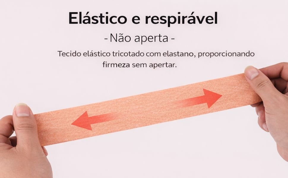 Fita Mágica sendo esticada mostrando elasticidade — 95% algodão 5% elastano