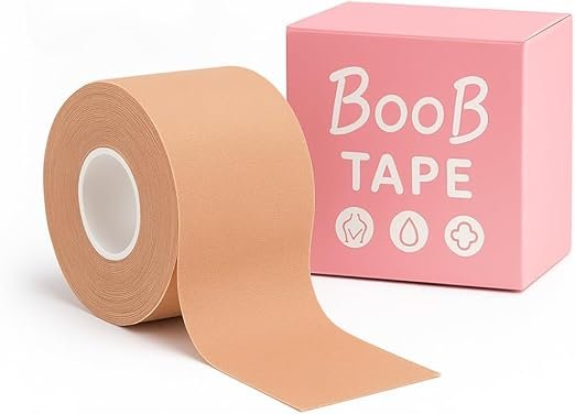 Fita Mágica Levanta Seios — rolo bege com embalagem rosa